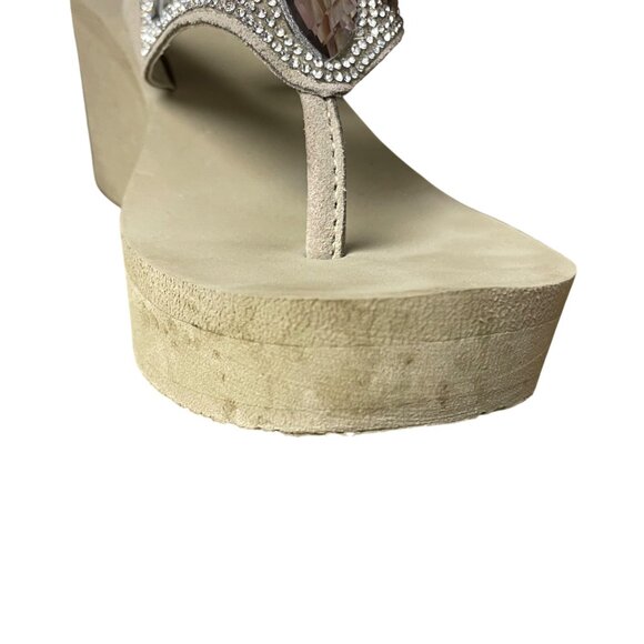 Yellow Box Belmac Leather Gem Sparkle Platform Wedge Sandals Sz 9 - Picture 7 of 9